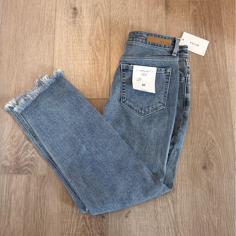 Cello Medium Blue Distressed Cropped Jeans - Picture 2 of 5